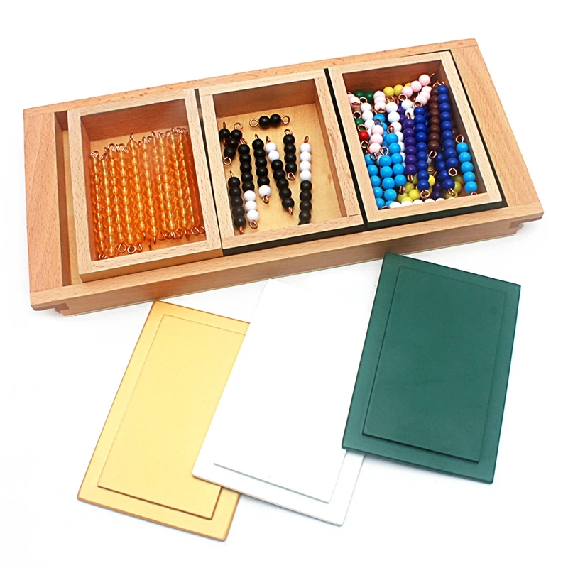 Montessori Kids Toy Wood Addition Snake Games Toys Plastic Beads with 3 Wooden Box Learning Educational Preschool Teaching Aids