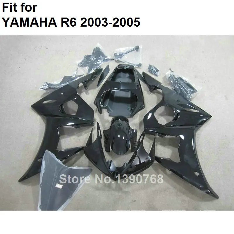 New motorcycle fairing kit for Yamaha YZF R6 2003 2004 2005 glossy black plastic fairings set YZFR6 03 04 05 BC85