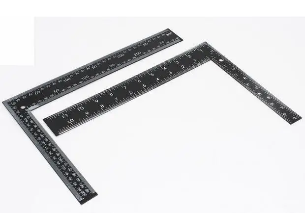 Carpenter Dual Side 90 Degree Angle 0-30cm 0-12inch Scale L Square Ruler 2 Pc