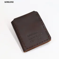 SIMLINE-cartera de cuero genuino para hombre, cartera Vintage hecha a mano, Crazy Horse, piel de vaca, The Secret Life Of Walter Mitty, monedero corto