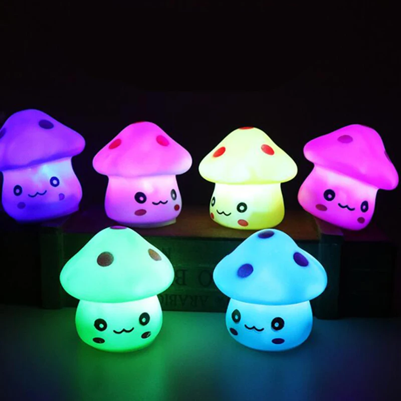 Baby Bedroom Lamps Night Light Cartoon mushroom Pvc Plastic Sleep Led Kid Lamp Bulb Nightlight For Children Lamp Battery Powered