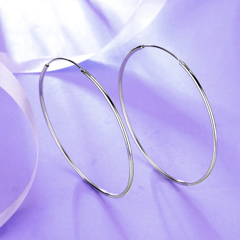 

2024 New Genuine 925 Sterling Silver Small Big size Hoop Earrings Real Silver 925 Brincos Fine jewelry For Women Trend Vintage