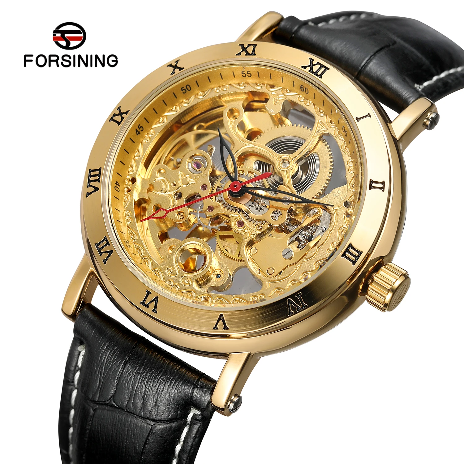 Top Brand Automatic Mechanical Mens Watches Luxury Carved Skeleton Dial Leather Strap Fashion Business Wristwatch Man