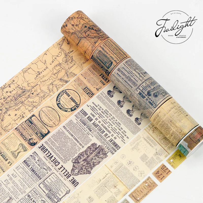 Retro Washi Tape Vintage Map Ticket DIY Decorative Scrapbooking Masking Tape Adhesive Washi Tape Set Label Sticker