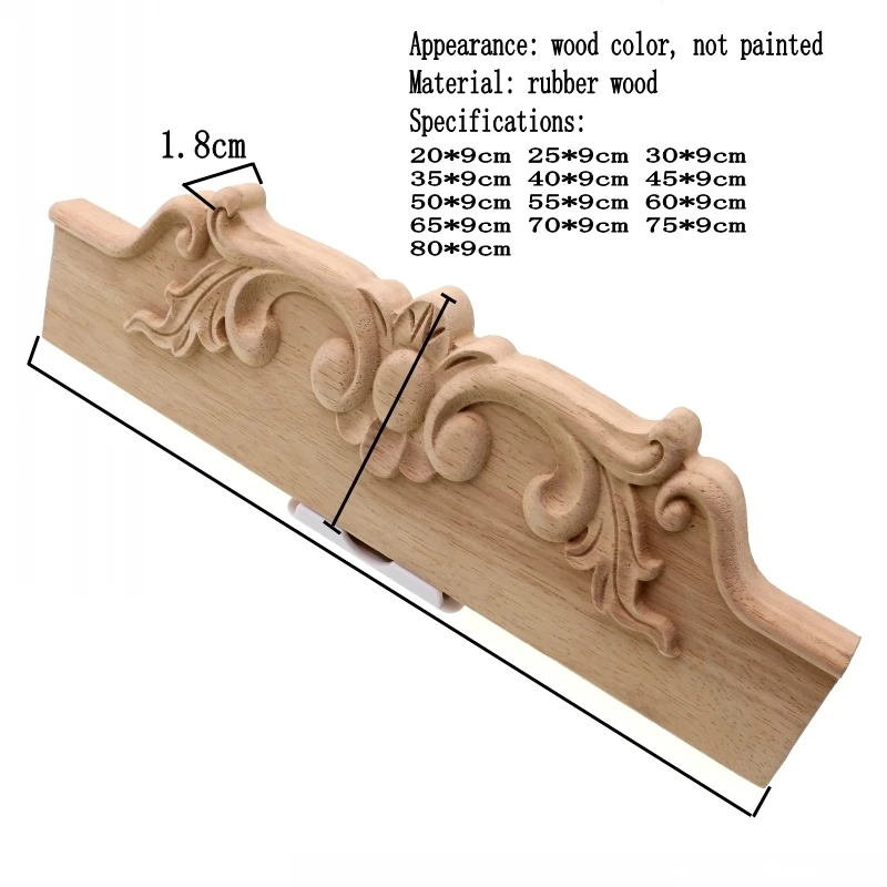 RUNBAZEF Woodcarving White Embryo Decorative Flower Solid Wood European Style Home Decoration Accessories Door Long Applique