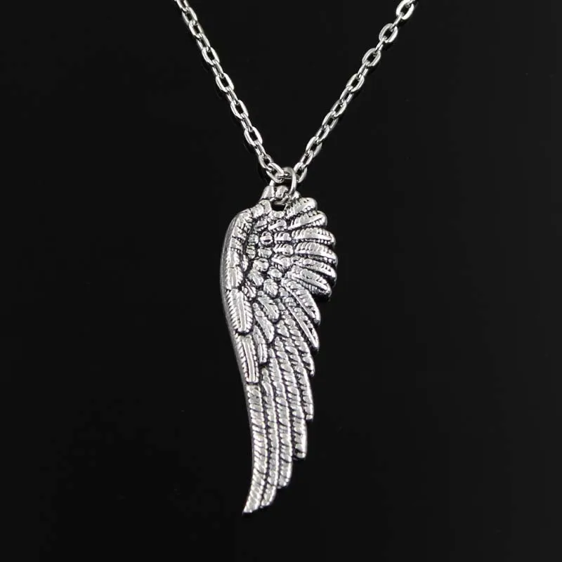 Simple Classic Fashion Angel Wings Antique Silver Color Pendant Girl Short Long Chain Necklaces Jewelry For Women