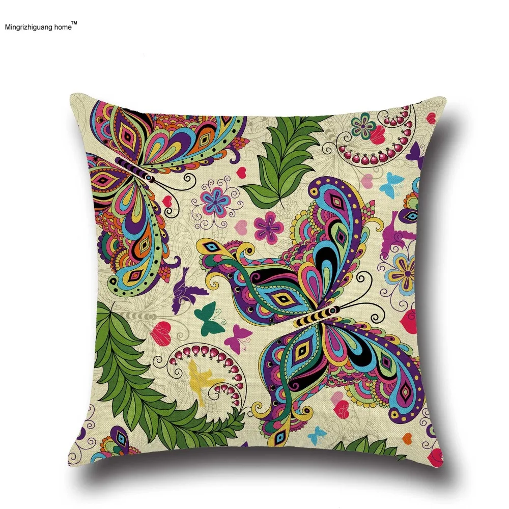 

1PC Home New Spring Floral Cushion Cover Pattern Colorful Butterfly Cushion Pillow Cases Home Decor Modern 45 * 45cm OU 010