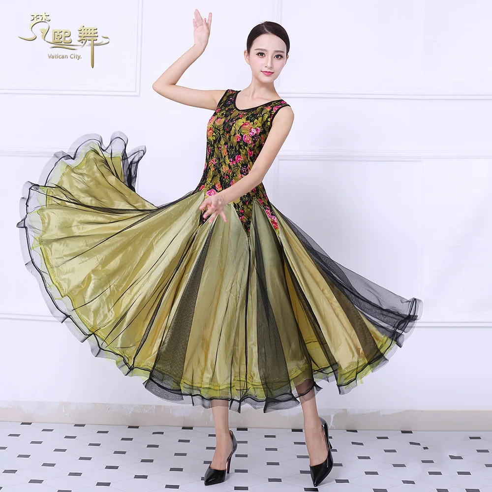 Phụ nữ Tùy Chỉnh Khiêu Vũ Váy Khiêu Vũ Waltz Tango Tiêu Chuẩn Flamenco Phòng Khiêu Vũ Trang Phục Tango Flamenco Waltz Nhảy Múa Phong Tục D-0385