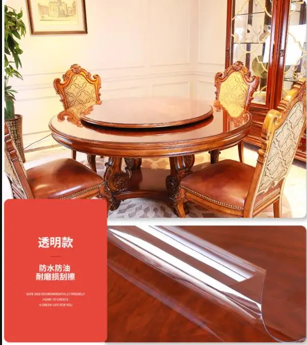 Soft glass table cloth for dining table Coffee table Water proof Custom Finished PVC table cloth