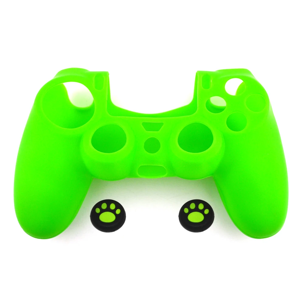 2 في 1 غطاء من مطاط السيليكون الناعم لجهاز بلاي ستيشن 4 PS4 وحدة تحكم الجلد + 2 قطعة قبعات سيليكون عصا التحكم
