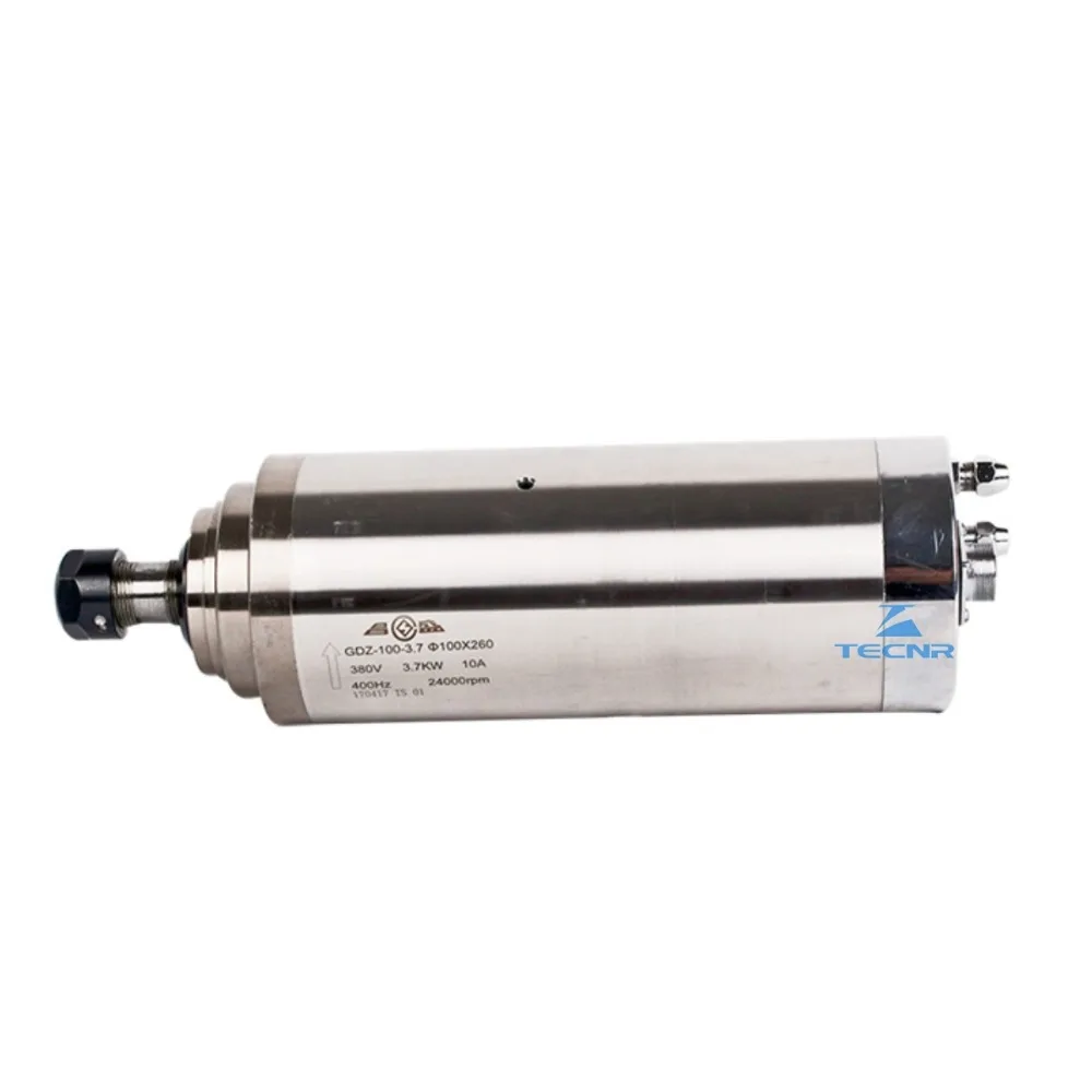 TECNR 3.7KW water cooled spindle motor 220V 380V diameter 100MM ER20 for cnc router machine GDZ-100-3.7