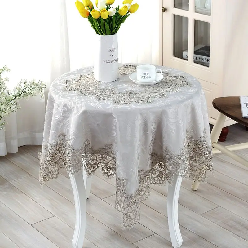 Gray European Embroidery Table Cloth, Tablecloth, Lace Tablecloth, Dinner Runner, Square, Round, Garden, Wholesale, FG605