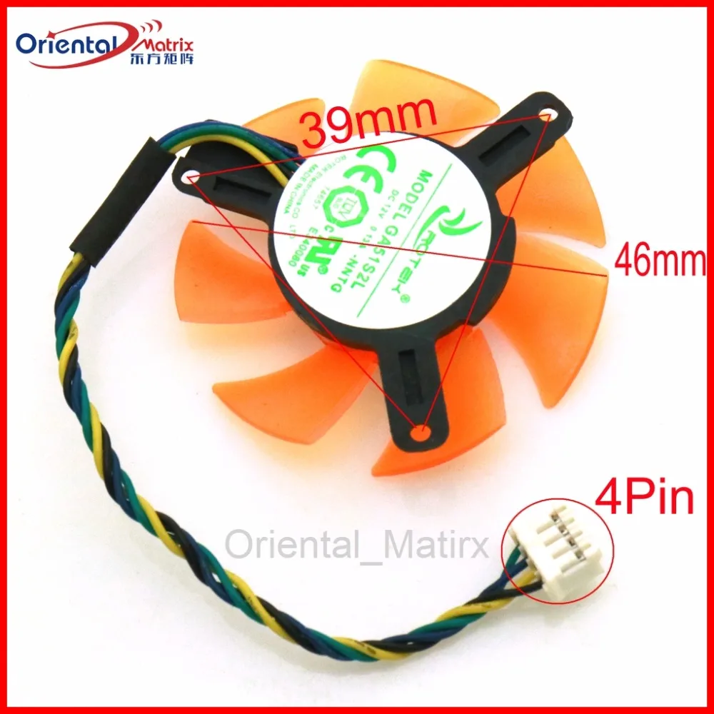 

Free Shipping GA51S2L -NNTG 12V 0.13A 47mm 39*39*39mm 4Pin For ZOTAC 8500GT 8600GT 9400GT 9500GT GT210 Graphics Card Fan