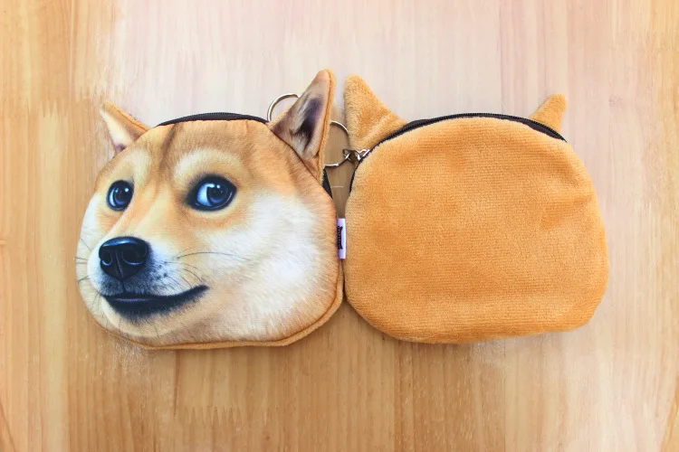 New Cute Cartoon Akita Husky Dog  Coin Purse Storage Bag Personality 3D Animal Dog Wallet Storage Bags For Kids And Adults