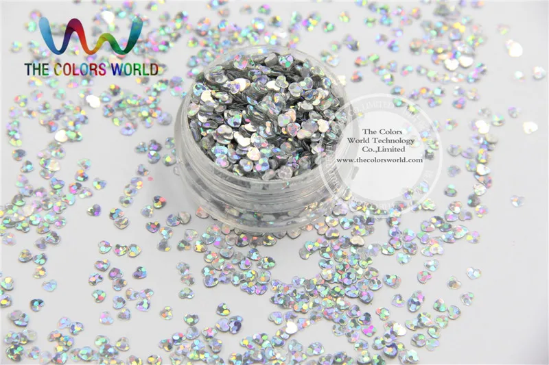 SSX3-3 Sequins Heart shape Laser Silver  Color Love  accessory  for nail  Art or DIY deco