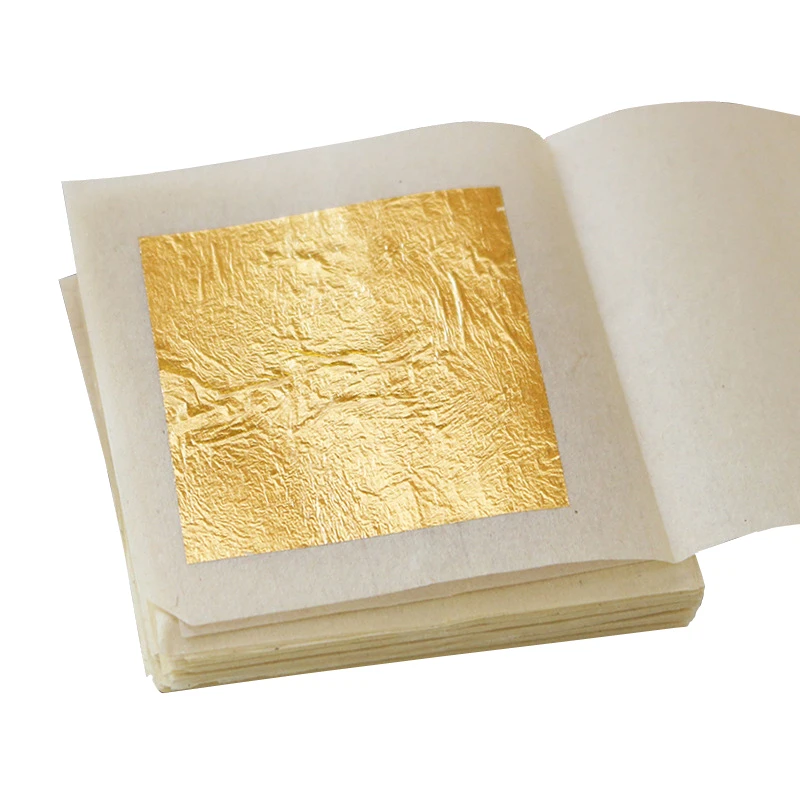 10Pcs 24K Pure Gold Foil Paper Anti-Aging Genuine Gold Leaf Sheets Cake/Coffee Food Decor Edible Gold Leaf DIY Art Gilding Craft