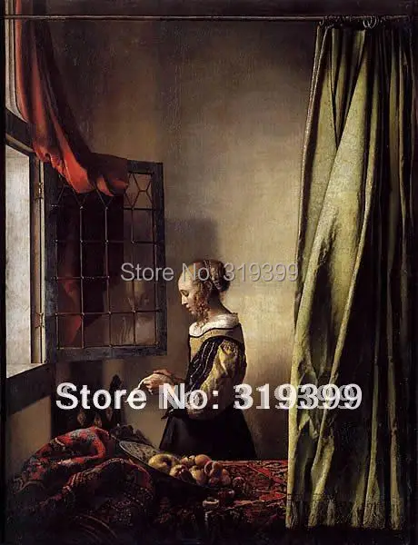 

Johannes Vermeer Oil Painting Reproduction,Girl Reading a Letter at an Open Window ,Free Shipping ,100% handmade,JV010