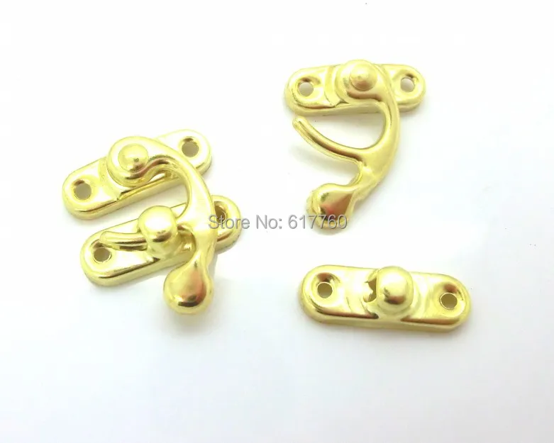 

Free Shipping-50 Sets Metal Hook Box Latches Clasp Box Lock Purse Lock Golden 4 Holes 3.3cm x 2.7cm 2.7cm x 0.9cm J1708