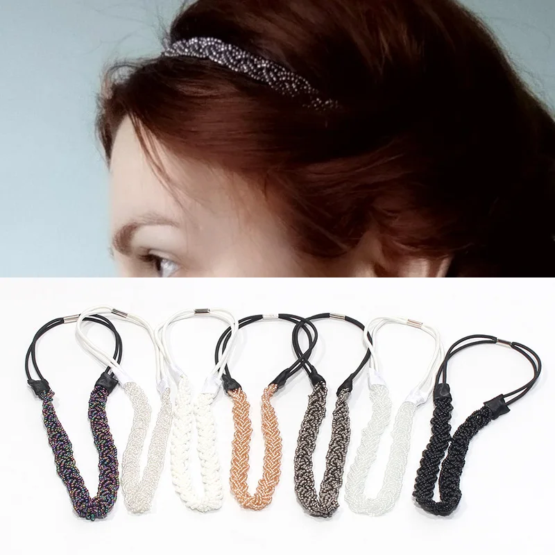 New Weave Ethnic Metal Tube Women Gun Headbands Bohemia Queen Shiny Crystal Yoga Summer Hair Accessories Costume Dress Decorate