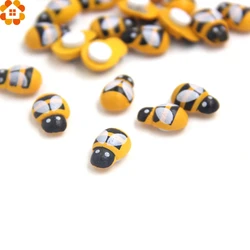 100PCS/Lot Mini Bee Wooden Ladybug Sponge Self-adhesive Stickers Fridge/Wall Sticker Kids Scrapbooking Baby Toys Home Decoration