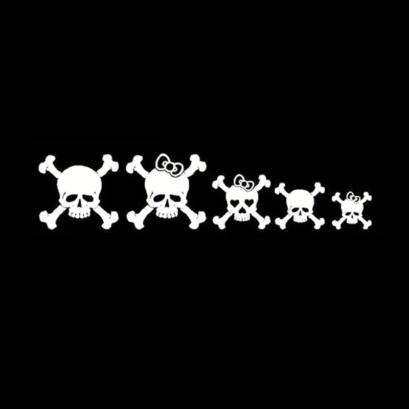 17.4*4CM About The Skull Bone Cross Family Car Sticker Interesting Motorcycle Vinyl Decals Black/Silver C7-0953