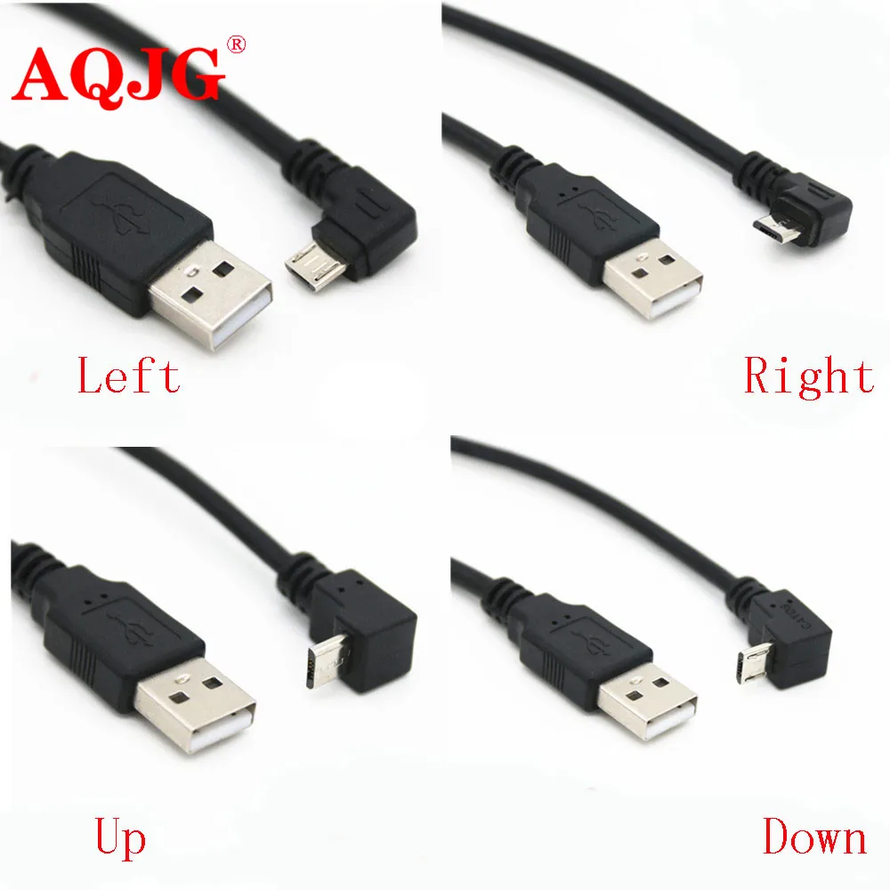 30cm USB 2.0 A Male to Left Right 90 Degree Angle Micro Usb Cable Cord USB Data Cable Adapter Connector Up/Down/Left/Right Style