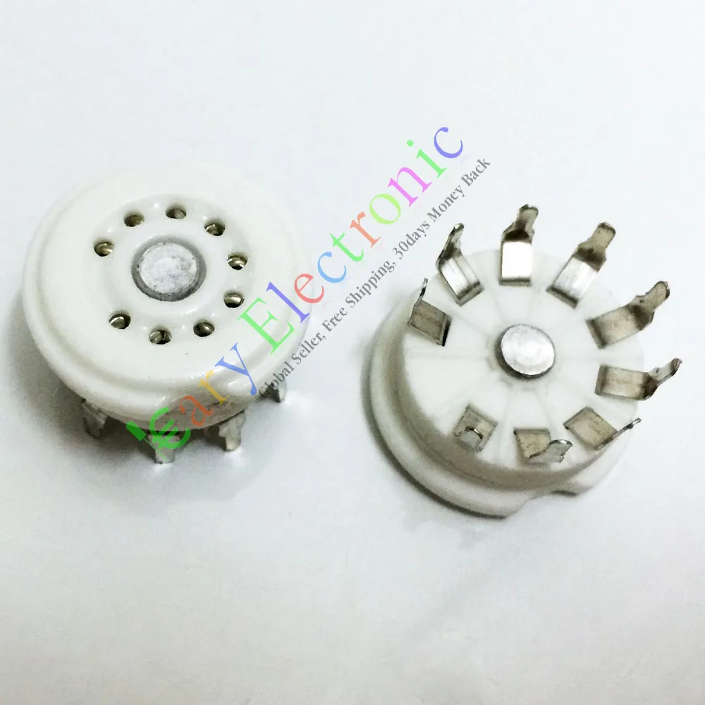 Wholesale and retail 8pc 9pin PCB Ceramic vacuum tube socket valve 12AX7 12AU7 ECC83 Audio amp part free shipping