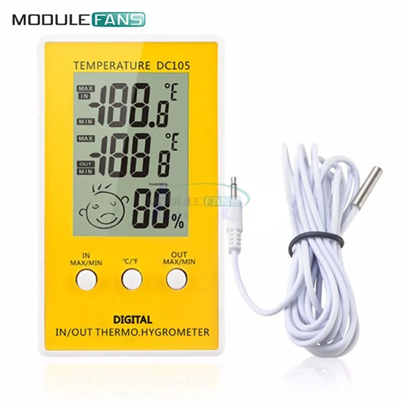 DC105 LCD Digital Thermometer Temperature Humidity Meter Hygrometer Indoor Outdoor Meteo Weather Station Diagnostic-tool