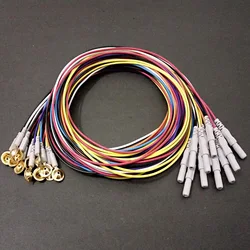 10pcs Multicolor Din 1.5mm female plug and gold plated Copper cap electrode sleep brain EEG cable, 1.5m