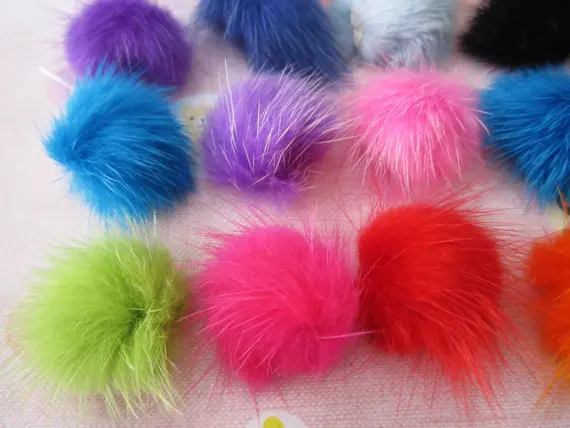 60pcs Bulk buy, mink hair Fur pom pom ball, craft, sewing, accesories, earplug, iphone, ipod supply medium size 30mm