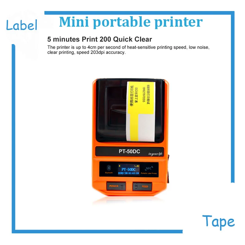 PT-50DC Cable Label printer Phone WIFI Remote Wireless Connection Printers Thermal Printers for F-type, T-type, flat cable mark