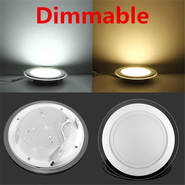 Dimmable 50pcs LED Panel Downlight 6W  Round glass ceiling recessed lights SMD 5730 Warm Cold White led Light AC85-265V