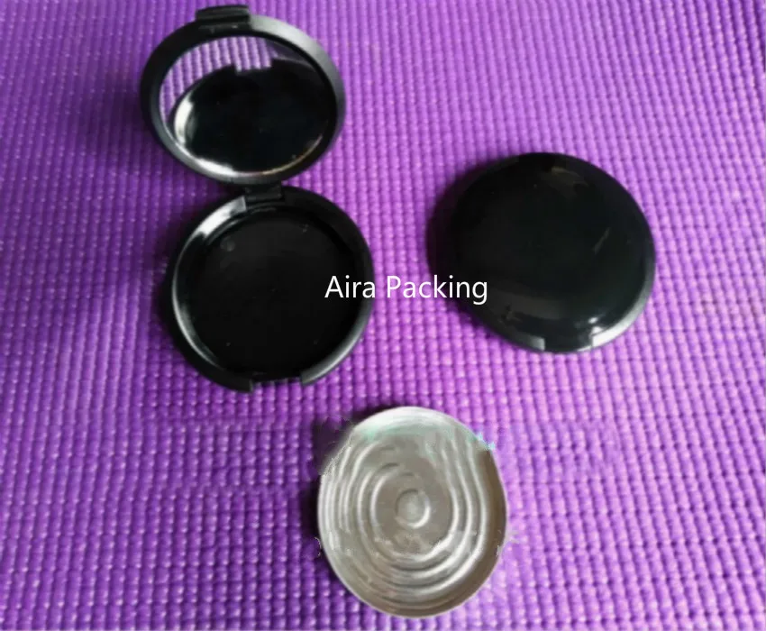 5G 50pcs/lot Black Round Classic Empty Eyeshadow Powder Case, Plastic Cosmetic Powder Sub Container, Empty Cosmetic Containers