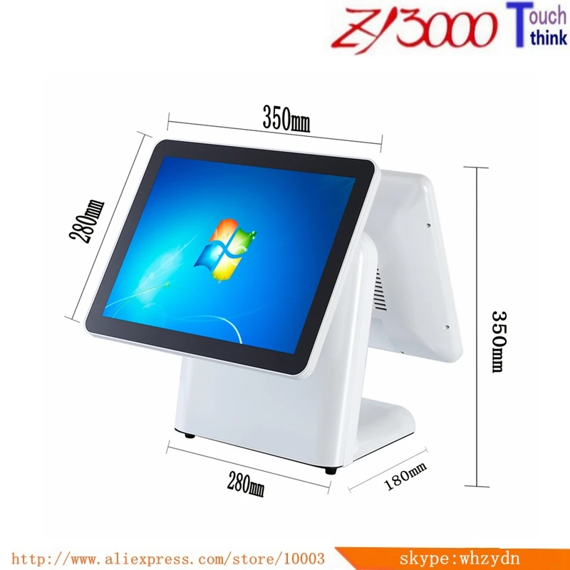 Tutto in un sistema POS 15 Pollici doppio schermo a doppio schermo PC Touch Screen del terminale pos/tutto in uno touch screen pc