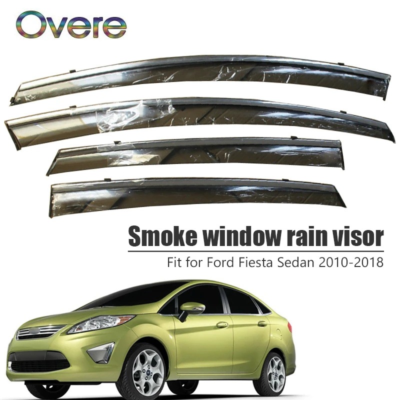 

OVERE NEW 1Set Smoke Window Rain Visor For Ford Fiesta Sedan 2010 2011 2012 2013 2014 2015 2016 2017 2018 Guard Accessories