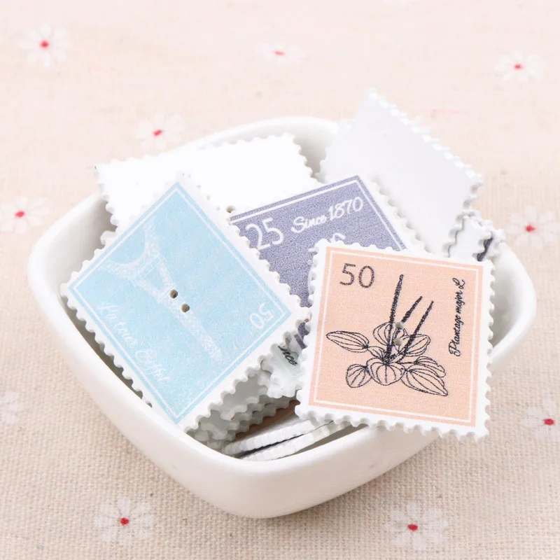 Wooden Vintage Style Tower Stamp Pattern 2 Holes Scrapbooking Button Handmade Accessory Home Decoration 30x37mm 10pcs