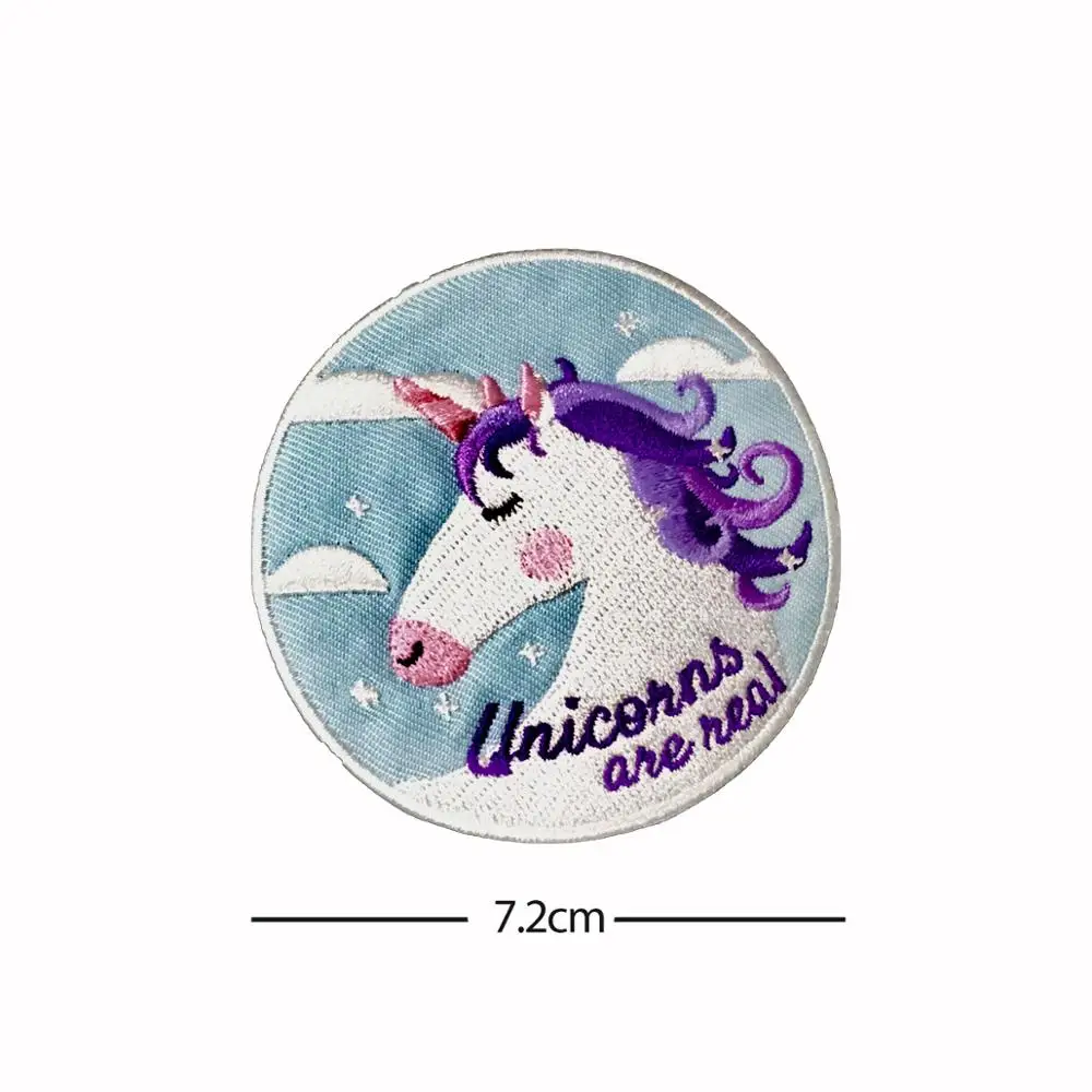 White Unicorn Animal Stripe On Embroidery Iron On Patches hippie applique Clothes Sticker