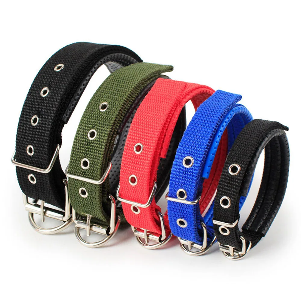 

Soft Foam Padded Dog Collar Durable Nylon Pet Collar For Small Medium Large Dogs Sponge Liner Pets Necklet PU Leather Cat Choker