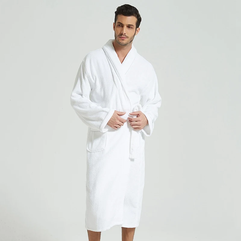 Bathrobe Men Winter Thick Warm Long Bathrobe Plus Size Towel Fleece Soft Nightgowns Bridesmaid Kimono Bath Robes Dressing Gown