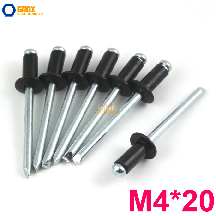

100 Pieces M4*20 Aluminum Blind Rivet Pop Rivet Dome Head Open End Black