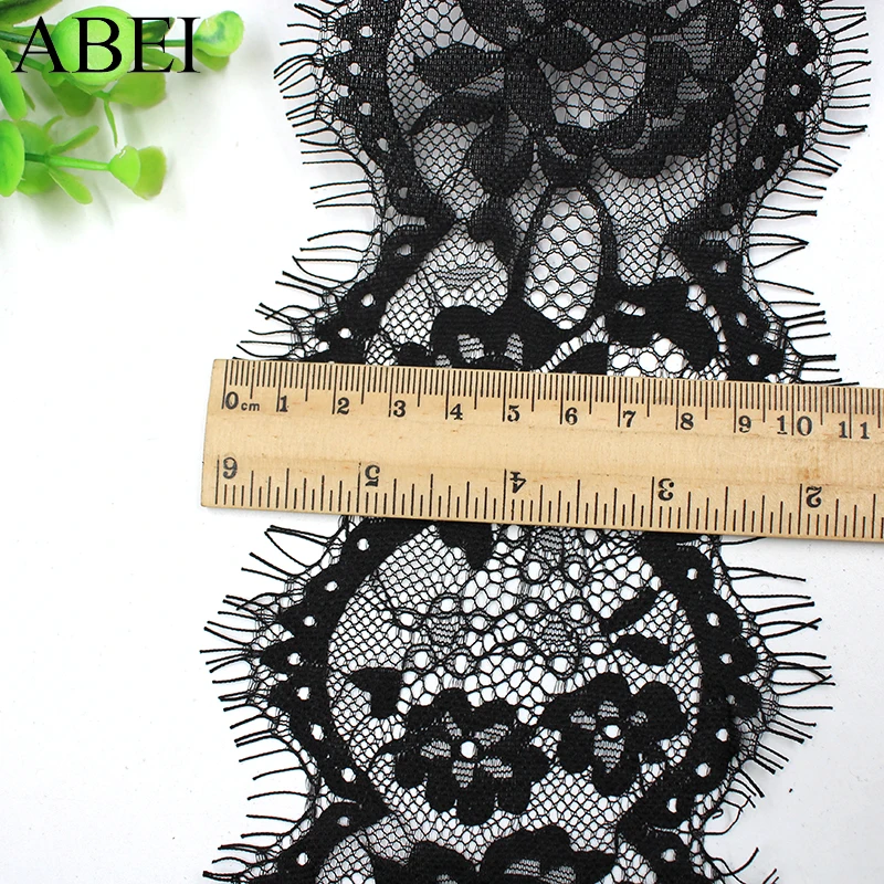 11cm 3Meters Nylon Black Eyelash Lace Trims DIY Sew Lace Fabric Party Dress Clothes Edge Embellishment Wedding Hometexile Craft