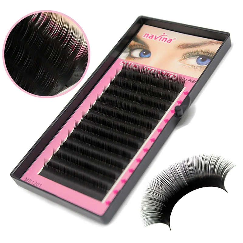 Navina Natural Long Black Faux Mink Eyelashes Individual Eyelash Extension Eye Lashes Soft False Fake Grafting TOP Cilias Cilios