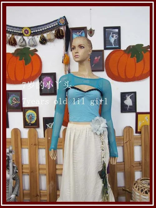 Belly Dance TOP โปร่งใสบาง Belly Dance YOGA บัลเล่ต์ shrug ชุดนิ้ว shrug แขนยาว CO04