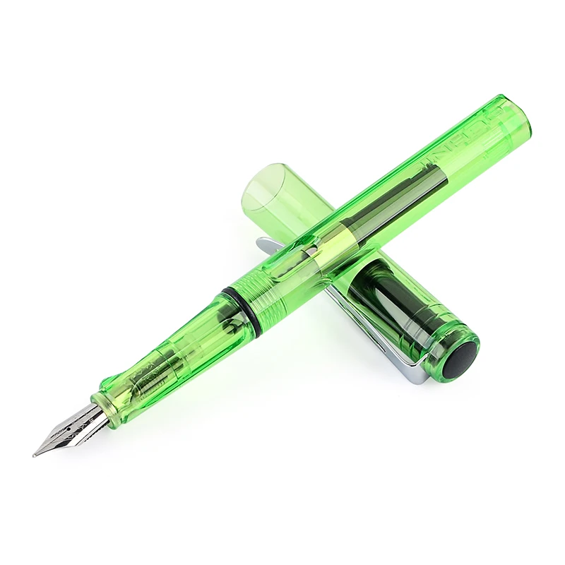 Creative Student Transparent Plastic Fountain Pen 6 Colors 0.5mm Ink Pens for School Office Business Writing Stationery