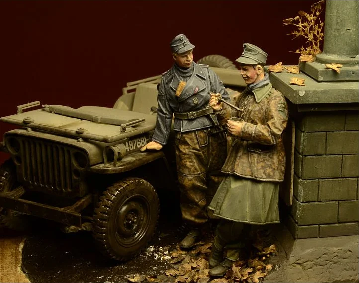 Kit de figurines de soldats en résine, modèle de scène en Ardennes, non assemblé et non peint, 2 pièces, 1/35
