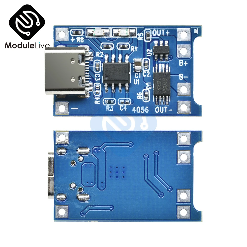 

Зарядная плата TP4056 18650 с защитой 1A, 10 шт., 5 В, 1 А, Type-C, USB модуль зарядного устройства литиевой батареи, TP4056, литий-ионный