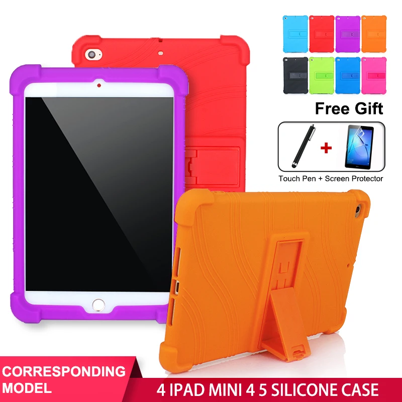 SZOXBY For Apple Ipad Mini 4 5 7.9 Inch Silicone Case Tablet PC Anti-Fall Shell Bracket Hockproof Shockproof Stand Soft Cover