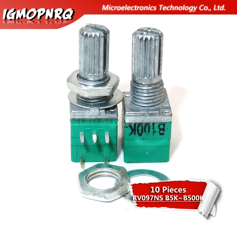 10pcs RV097NS B5K B10K B20K B50K B100K B500K 5PIN 스위치 오디오 씰링 potentiometer 차계가있는 단일 링크 된 전위차계