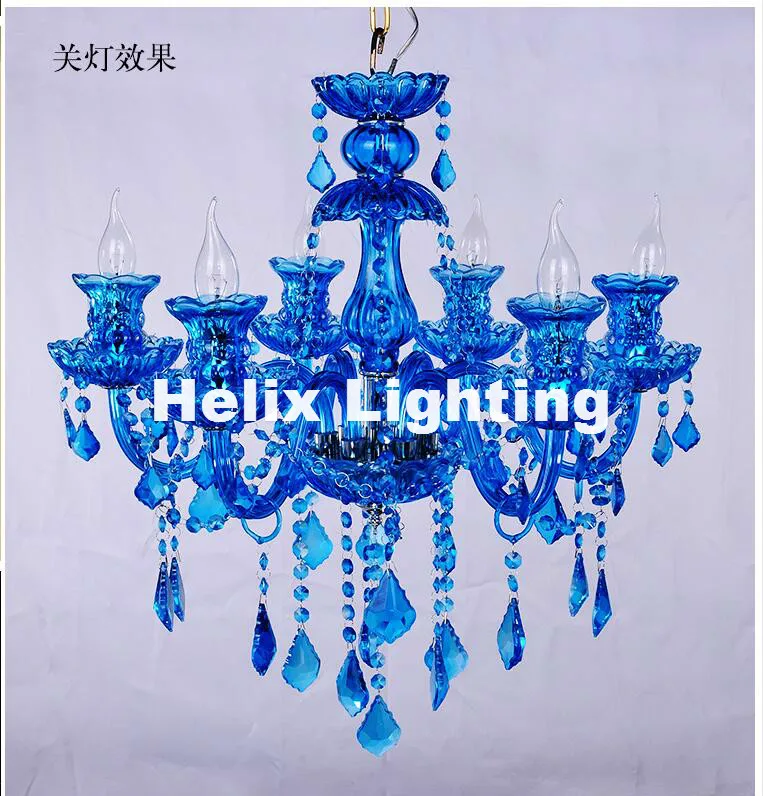 Modern Decora D60cm H55cm Candle BlueCrystal Chandelier Lamp Crystal European Lighting AC Guaranteed 100% Crystal Pendant Lamp