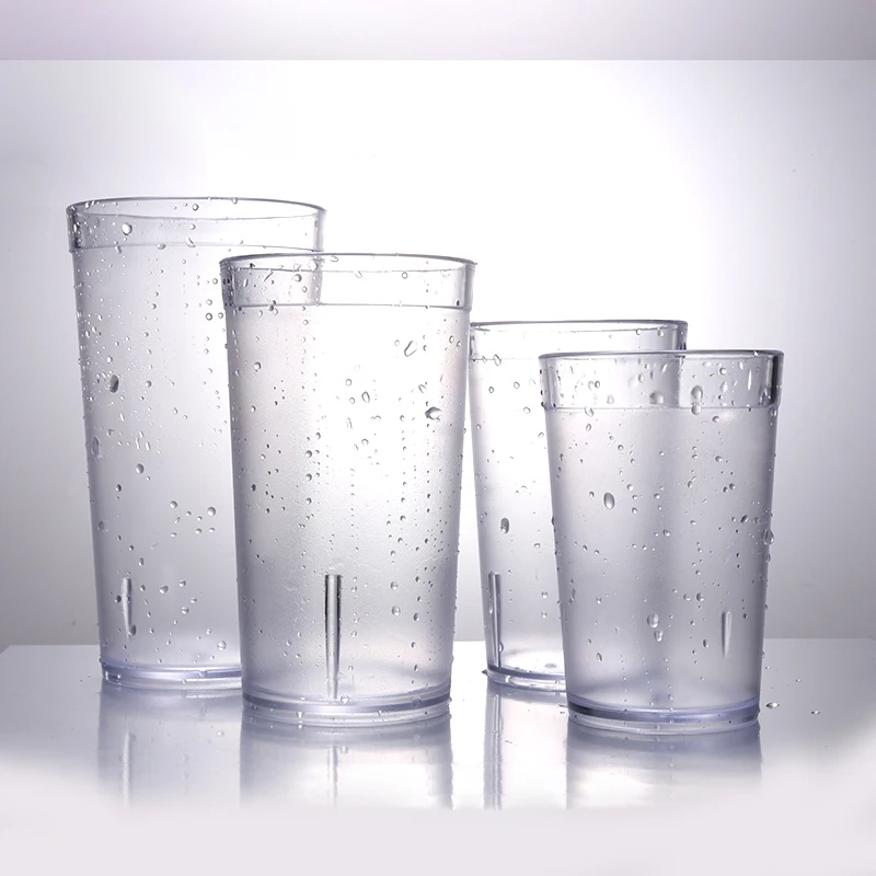 6pcs Beverage Transparency Clear Cups Plastic Restaurant Reusable Drinking Cup Cafe Break Resistant Water Tumblers 9.5/12/16OZ